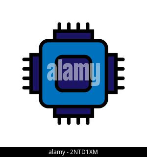 Processor line icon isolated on white background. Black flat thin icon on modern outline style. Linear symbol and editable stroke. Simple and pixel pe Stock Vector