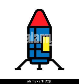 Moon lander line icon isolated on white background. Black flat thin icon on modern outline style. Linear symbol and editable stroke. Simple and pixel Stock Vector