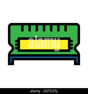 RAM memory line icon isolated on white background. Black flat thin icon on modern outline style. Linear symbol and editable stroke. Simple and pixel p Stock Vector