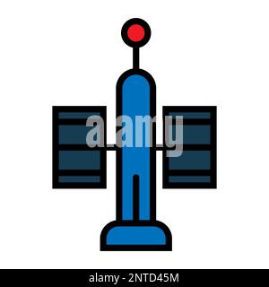 Commercial satellite line icon isolated on white background. Black flat thin icon on modern outline style. Linear symbol and editable stroke. Simple a Stock Vector