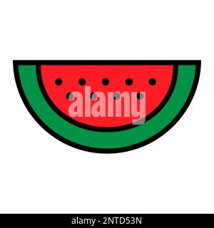 Watermelon line icon isolated on white background. Black flat thin icon on modern outline style. Linear symbol and editable stroke. Simple and pixel p Stock Vector