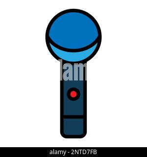 Show microphone line icon isolated on white background. Black flat thin icon on modern outline style. Linear symbol and editable stroke. Simple and pi Stock Vector