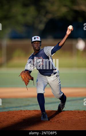 Michael Harris II during the WWBA World Championship at the Roger Dean  Complex on October 20, 2018 in Jupiter, Florida. Michael Harris II is a  left handed pitcher from Ellenwood, Georgia who