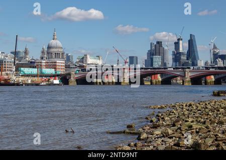 LONDON/UK - MARCH 21 : View down the Thames to the City of London on March 21, 2018 Stock Photo