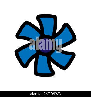 Wind fan line icon isolated on white background. Black flat thin icon on modern outline style. Linear symbol and editable stroke. Simple and pixel per Stock Vector