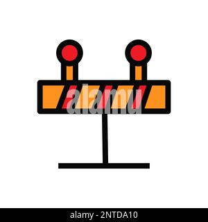 Traffic warning line icon isolated on white background. Black flat thin icon on modern outline style. Linear symbol and editable stroke. Simple and pi Stock Vector