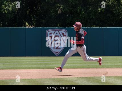 Stanford's Kyle Stowers lets a high pitch pass during the first