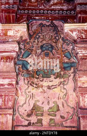 Murals fresco painting fresco painting in Sri Thodeekkalam Siva temple in Kannavam near Thaalassery, Kerala, South India, India, Asia Stock Photo
