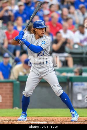 May 30, 2019: Kansas City Royals second baseman Whit Merrifield #15 at bat  during an MLB game between the Kansas City Royals and the Texas Rangers at  Globe Life Park in Arlington