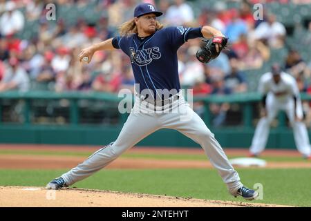 ST. PETERSBURG, FL - APR 10: Jalen Beeks (68) of the Rays delivers a pitch  to the plate during the MLB regular season game between the Baltimore  Orioles and the Tampa Bay