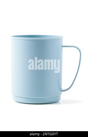 Blue plastic cup isolated on white background Stock Photo
