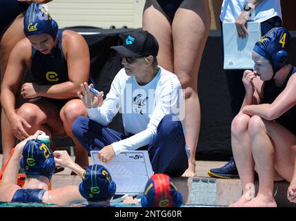 Stanford players during a water polo match at the Avery Aquatic Center ...