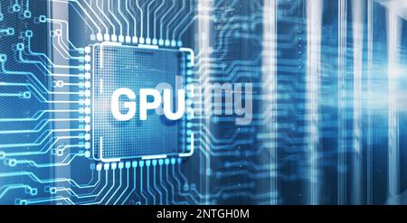 GPU Graphic Processor Hardware Tech. 3d Electronic Circuit Board Chip. Stock Photo