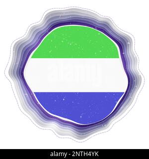 Sierra Leone flag in frame. Badge of the country. Layered circular sign around Sierra Leone flag. Attractive vector illustration. Stock Vector