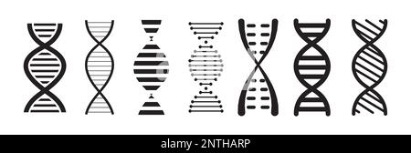 DNA icons set. DNA structure molecule icon. Molecule analysis. chromosome Stock Vector