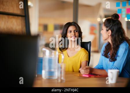 Where minds meet. two businesswomen meeting in the boardroom. Stock Photo