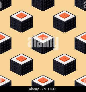 Sushi pattern made from plastic blocks. Vector clipart Stock Vector