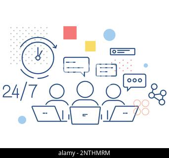 A team of Dedicated Customer Service and Technical Support Executives - Illustration as EPS 10 File Stock Vector