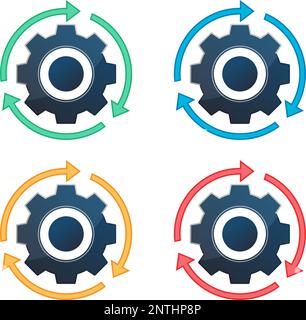 Rotation Arrows and Gear - Process Update Icon stock illustration as EPS 10 File Stock Vector