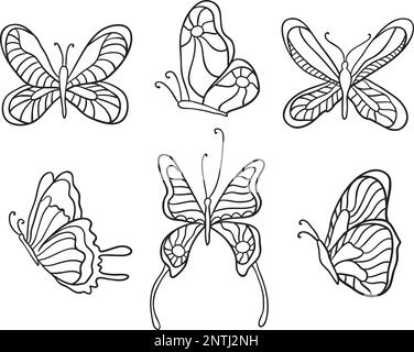 Set of butterflies. Butterfly icons isolated on transparent background. Vector illustration Stock Vector