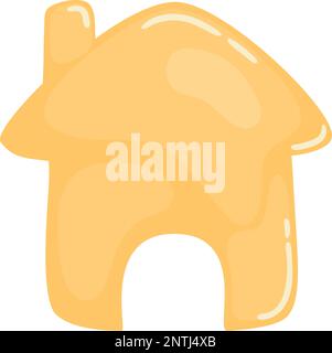3d realistic cartoon vector gold house icon. Document symbol Stock Vector