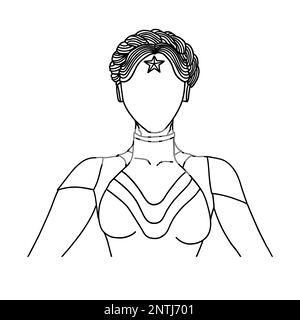 Twin robot lady from new game. Atomic and Heart. Vector illustration isolated on white background. Stock Vector