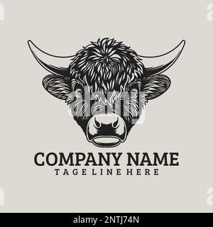 Bull head vintage logo vector illustration for your company or brand Stock Vector