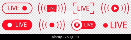 Live streaming icons. Vector illustration isolated on transparent background Stock Vector