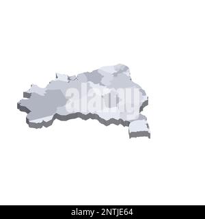 Brazil political map of administrative divisions - Federative units of Brazil. 3D isometric blank vector map in shades of grey. Stock Vector