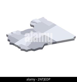 Libya political map of administrative divisions - districts. 3D isometric blank vector map in shades of grey. Stock Vector