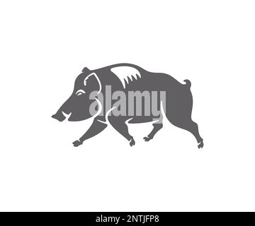 Wild boar, boar, pig, piglet and piggy, silhouette and graphic design. Animal, hog, beast, nature, wild nature and wildlife, vector design Stock Vector