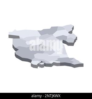 Montenegro political map of administrative divisions - municipalities. 3D isometric blank vector map in shades of grey. Stock Vector