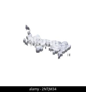 United Kingdom of Great Britain and Northern Ireland political map of administrative divisions - counties, unitary authorities and Greater London in England, districts of Northern Ireland, council areas of Scotland and counties, county boroughs and cities of Wales. 3D isometric blank vector map in shades of grey. Stock Vector