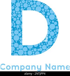Letter D Bubbles Vector. Blue Bubble Design Vector Illustration. Letter vector design template elements for your application or corporate identity. Stock Vector