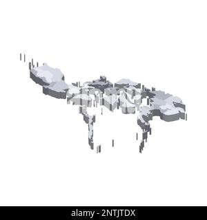 Philippines political map of administrative divisions - regions. 3D isometric blank vector map in shades of grey. Stock Vector