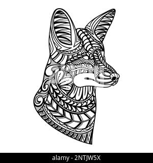 Fox head side position mandala zentangle coloring page illustration for your company or brand Stock Vector