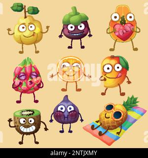 Funny fruit character isolated on white background Stock Vector