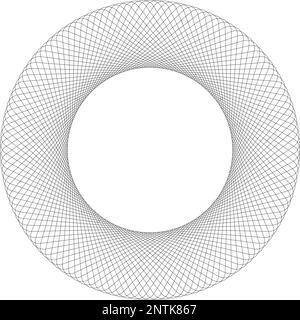 Spirograph template. Concentric ornament texture. Harmonic symmetric wireframe element. Round guilloche shape isolated on white background Stock Vector