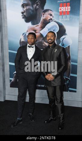 Los Angeles, CA. 27th Feb, 2023. Jonathan Majors, Michael B. Jordan at arrivals for CREED III Premiere, TCL Chinese Theatre, Los Angeles, CA February 27, 2023. Credit: Elizabeth Goodenough/Everett Collection/Alamy Live News Stock Photo