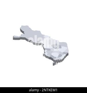 Finland political map of administrative divisions - regions and one autonomous region of Aland. 3D isometric blank vector map in shades of grey. Stock Vector