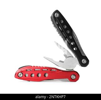 Compact portable colorful multitool isolated on white Stock Photo