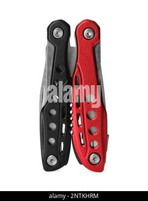 Compact portable colorful multitool isolated on white Stock Photo