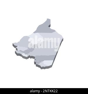 Syria political map of administrative divisions - governorates. 3D isometric blank vector map in shades of grey. Stock Vector
