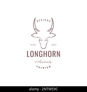 savanna animal deer long horn herbivore hipster lines art logo design vector icon illustration Stock Vector