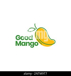 fresh fruit mango sweet lines art modern colorful minimal logo design vector icon illustration Stock Vector