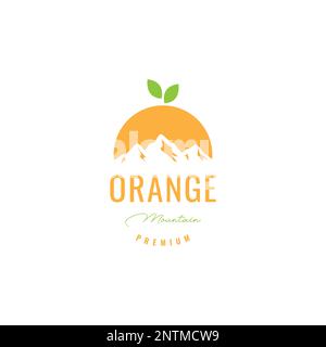 fruit orange mountain fresh nature logo design vector icon illustration Stock Vector