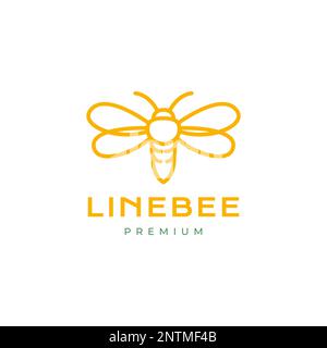 insect honey bee bumblebee minimalist line modern logo design vector icon illustration Stock Vector