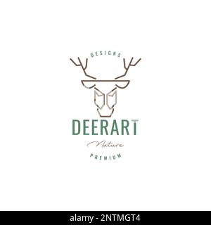 deer animal savanna horned long lines art hipster logo design vector icon illustration Stock Vector