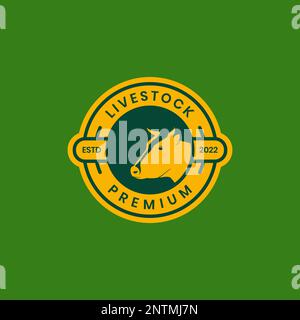 livestock animal cattle head cows meat grill roasted badge circle logo design vector icon illustration Stock Vector