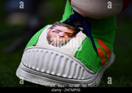 Phillie Phanatic Wears Shoes With Bryce Harper's Face on Them